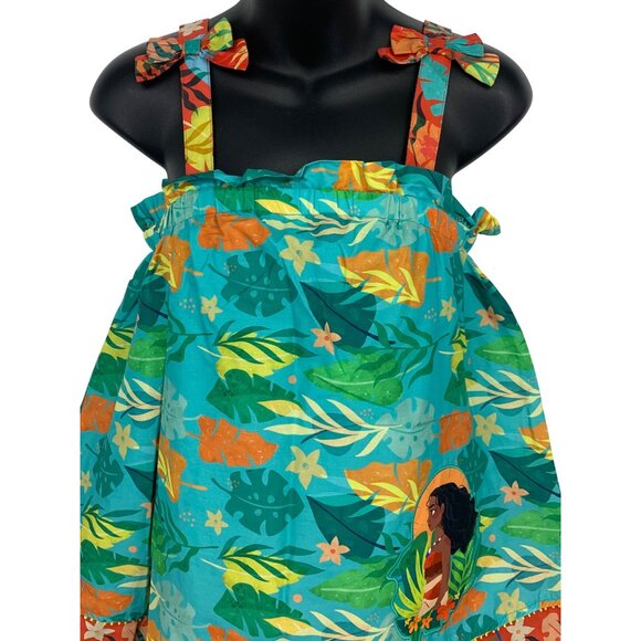 Disney Moana Girls Dress Size 9 10 Cotton Tropical Sleeveless Ruffle Tier New - Picture 2 of 10